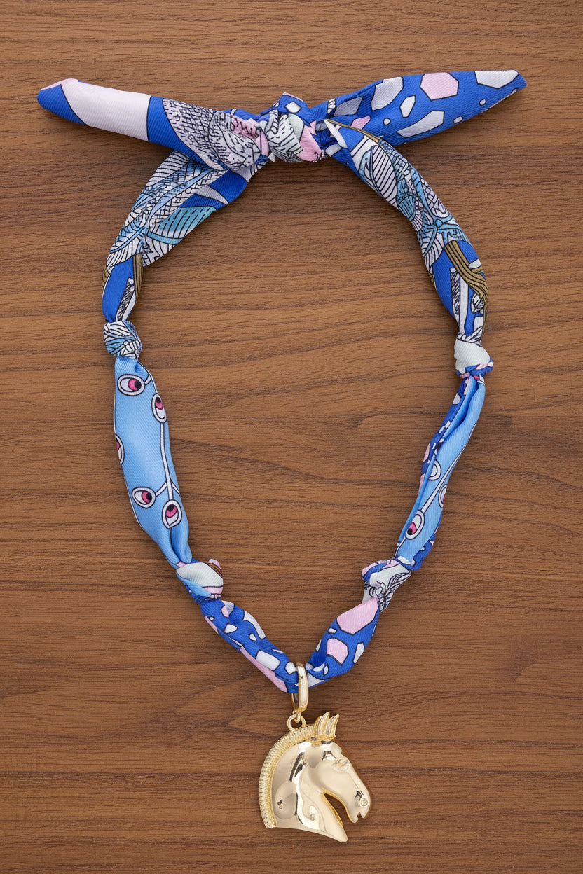 Ash Horse Head Scarf Necklace