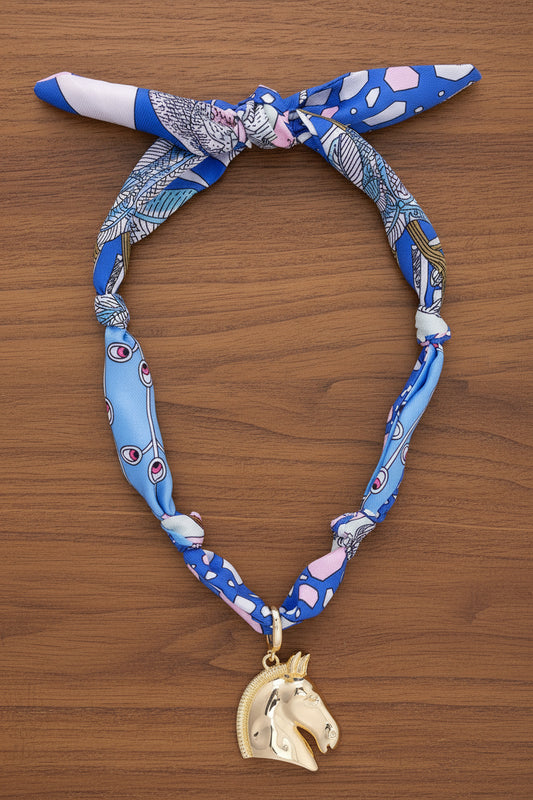 Ash Horse Head Scarf Necklace