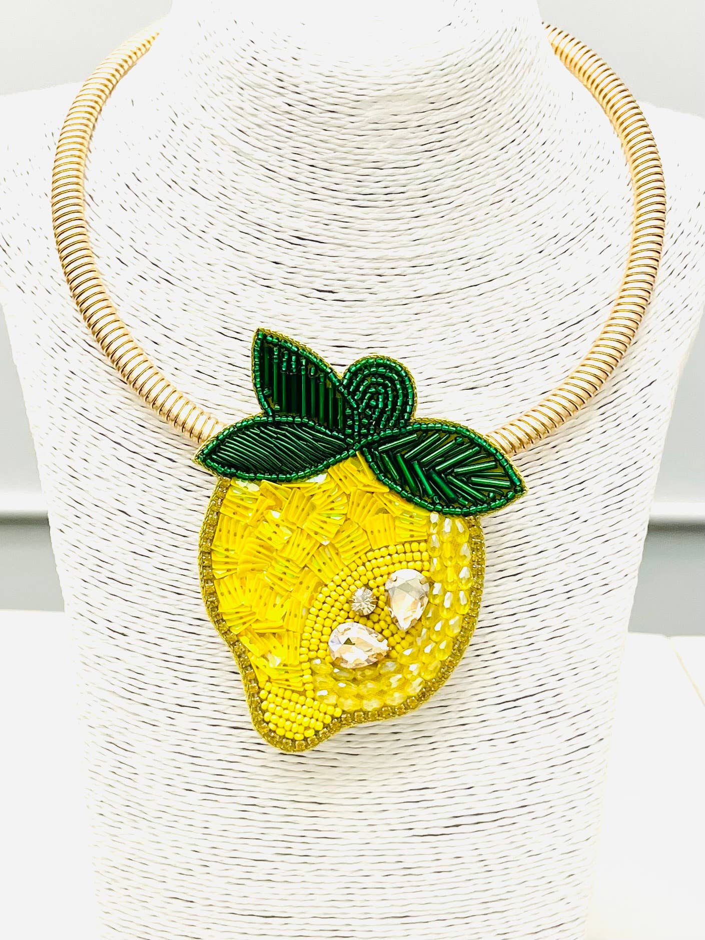Sunny Lemon Beaded Statement Necklace