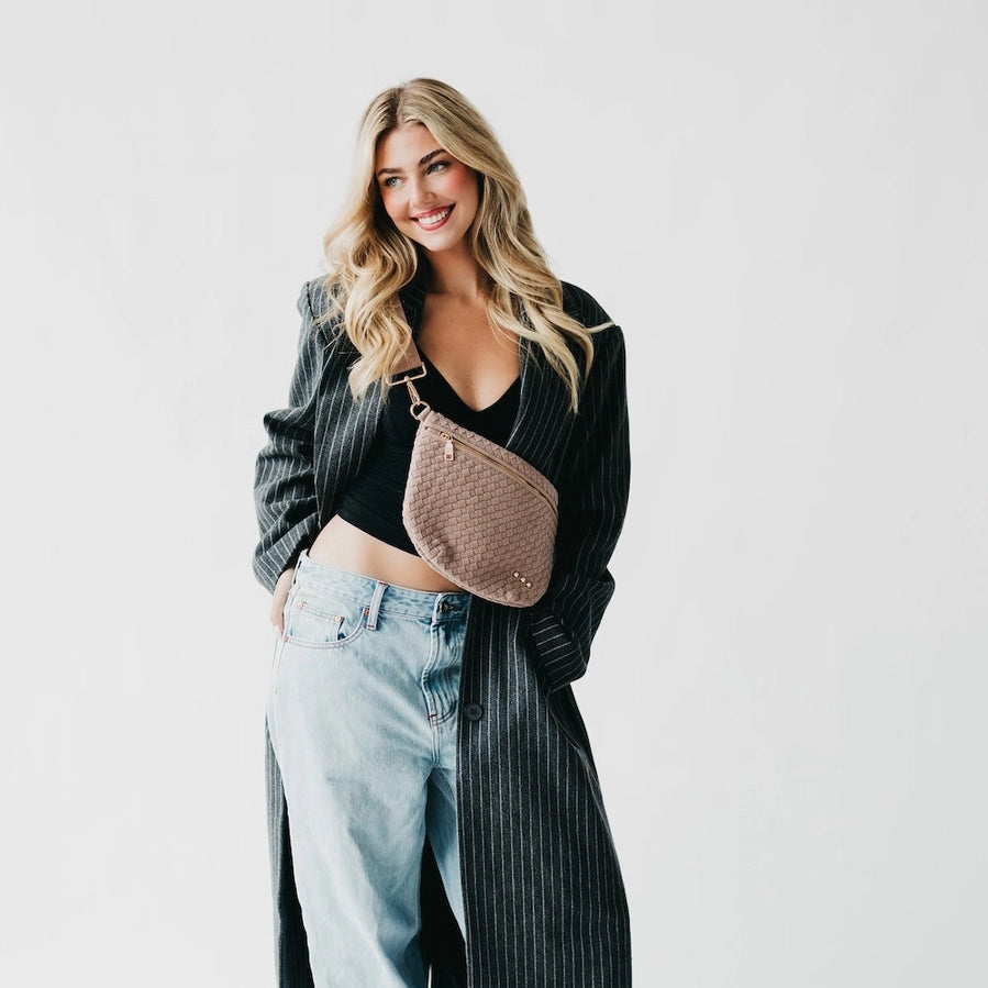 Pretty Simple Westlyn Woven Suede Crossbody Bum Bag