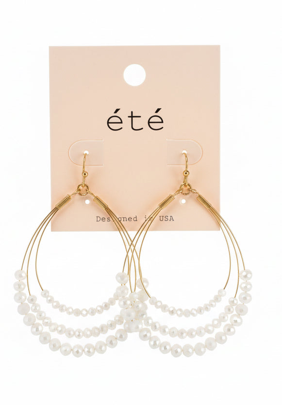 Ete White Beaded Earrings