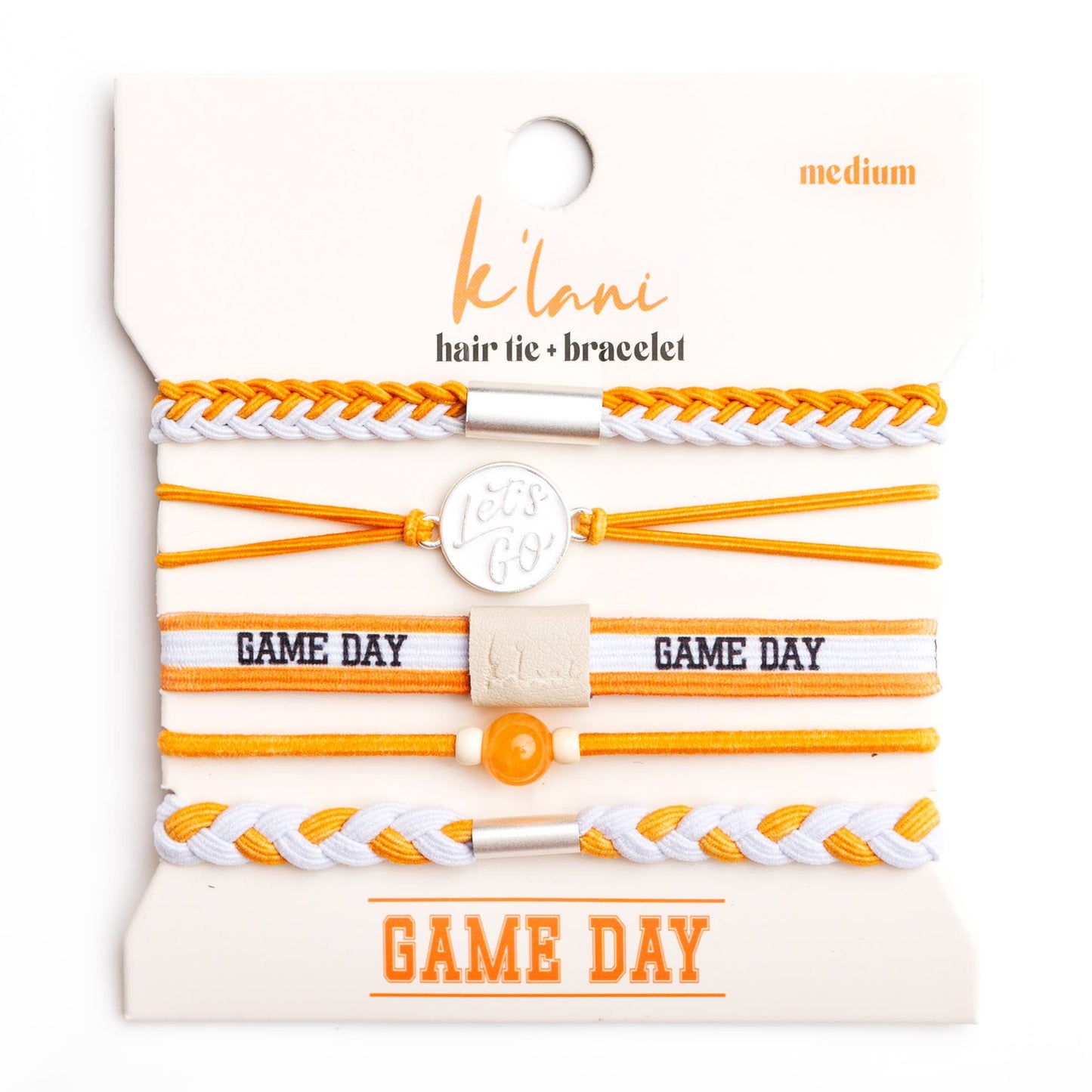 K'Lani Game Day Orange & White Hair Ties