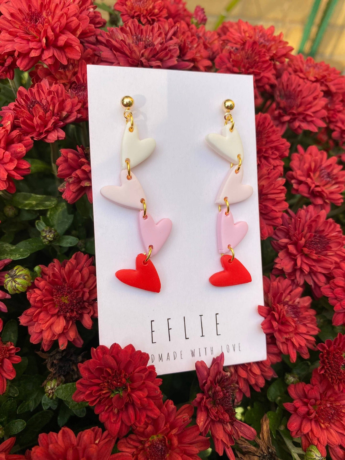 Sweat Heart Dangle Pink & Red Earrings