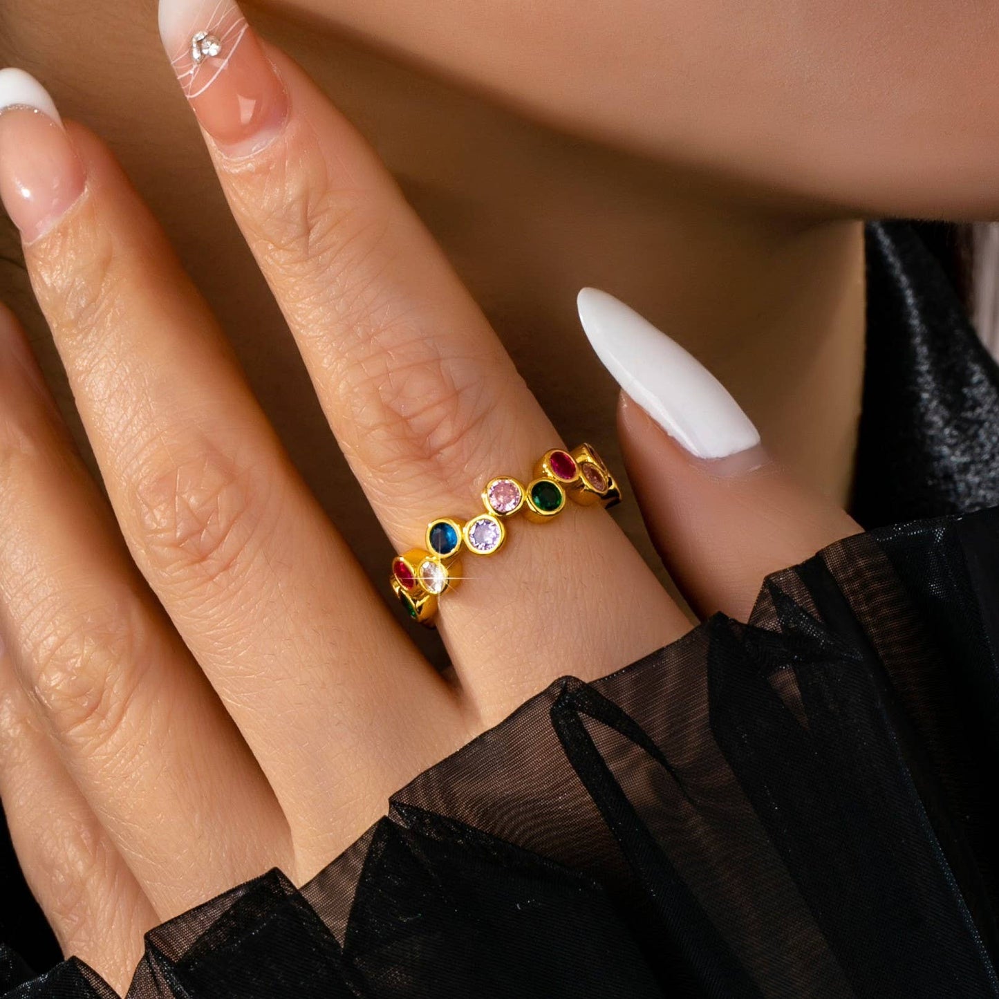 Multicolor Gemstone Beaded Ring