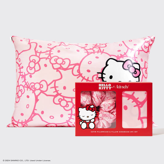 Hello Kitty x Kitsch Satin Pillowcase & Pillow Scrunchie Set