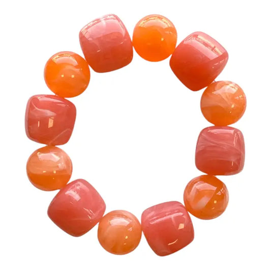 Coral & Pink Mixed Bead Stretch Bracelet