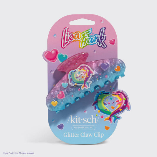 Lisa Frank x Kitsch Glitter Claw Clip in Dancing Dolphins