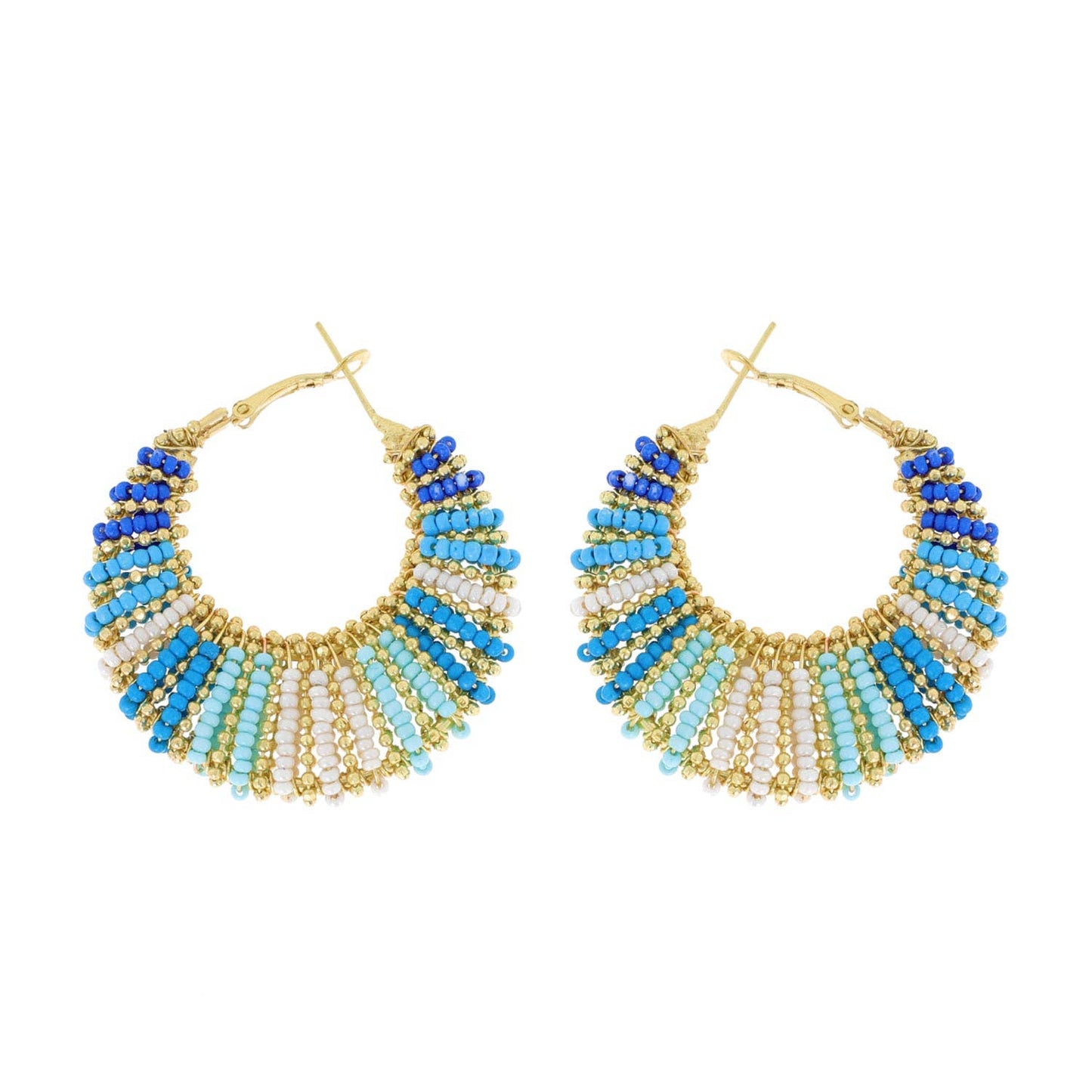 Boho Multicolor Beaded Crescent Hoop Earrings