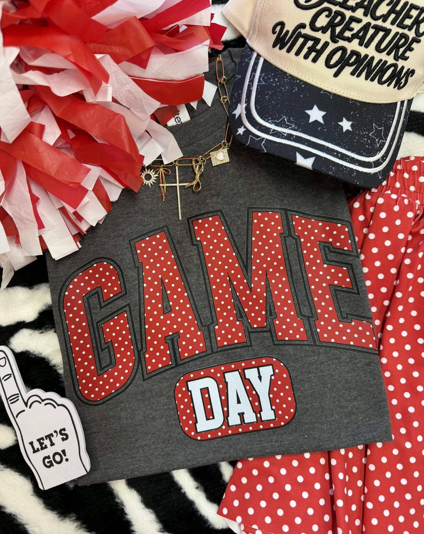 Game Day Red Polka Dots Graphic Tee