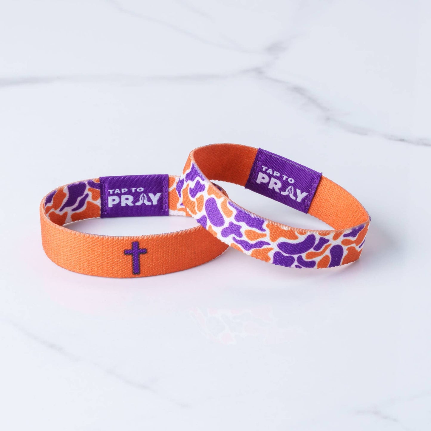 Versible Tap To Pray Wristbands - Team Camo - Orange & Purple