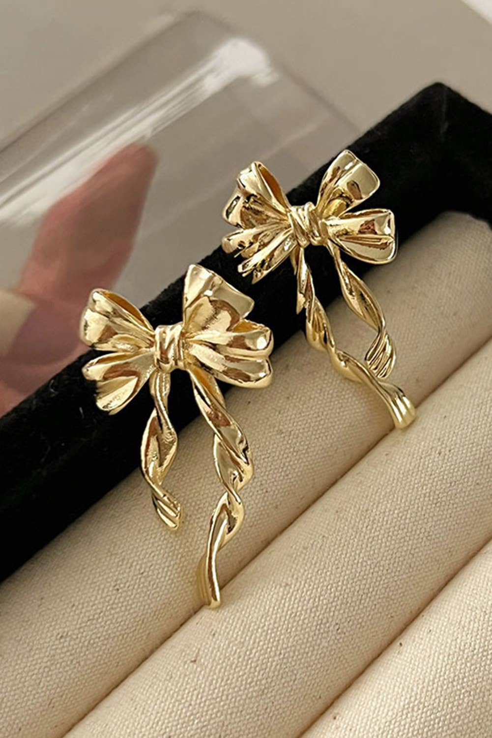 Bow Knot Plated Alloy Stud Earrings