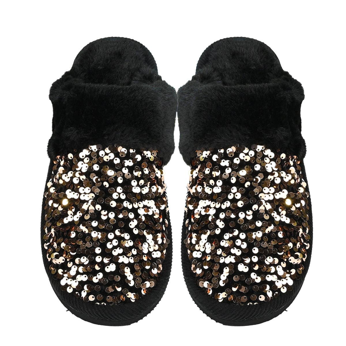 Sequin Faux Fur C.C Slippers