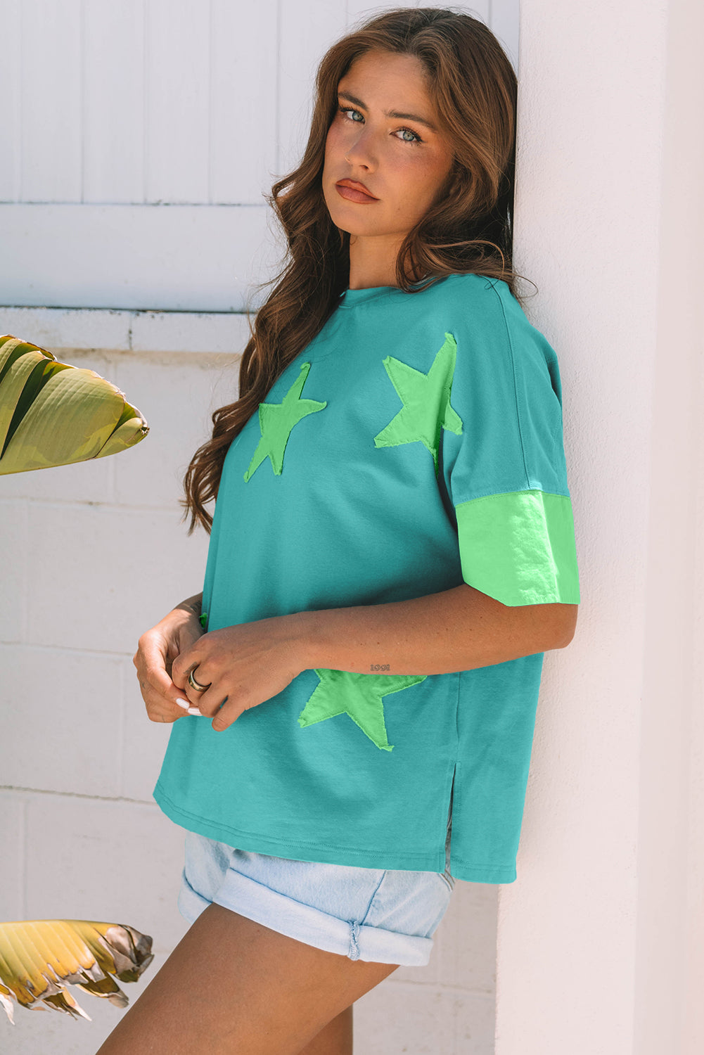 Frayed Star Patchwork Oversize Tee