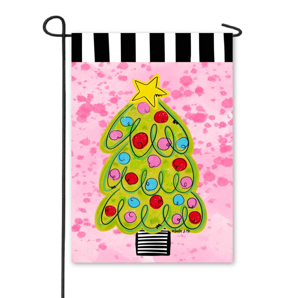 Pink Whimsical Christmas Tree Garden Flag
