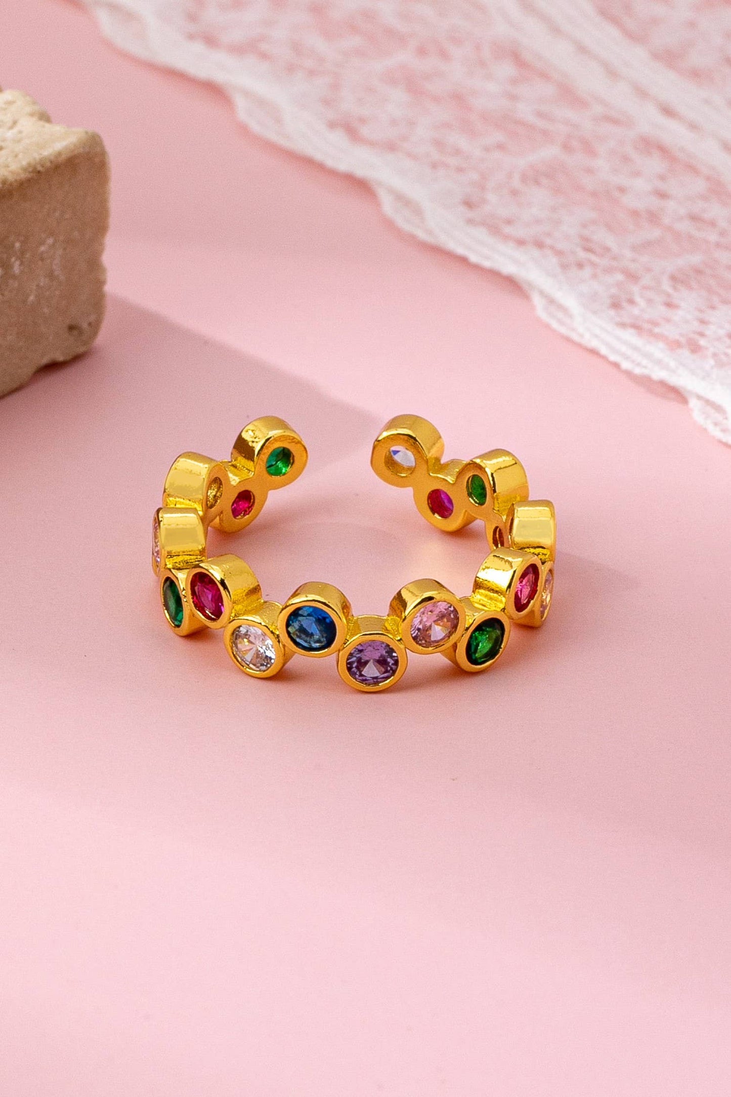 Multicolor Gemstone Beaded Ring