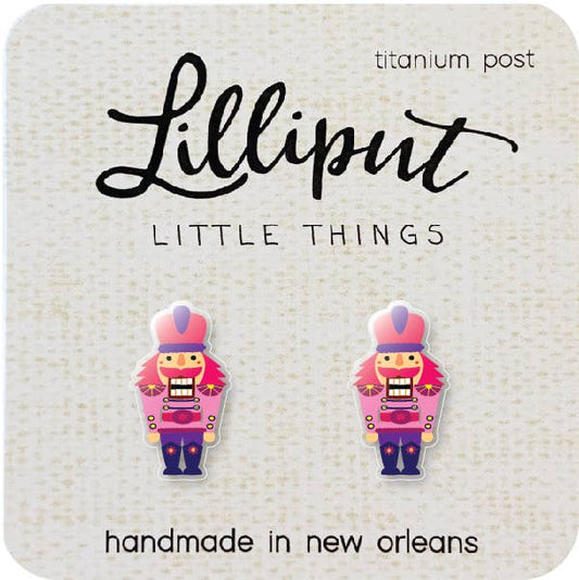 Lilliput Pink Christmas Nutcracker Earrings