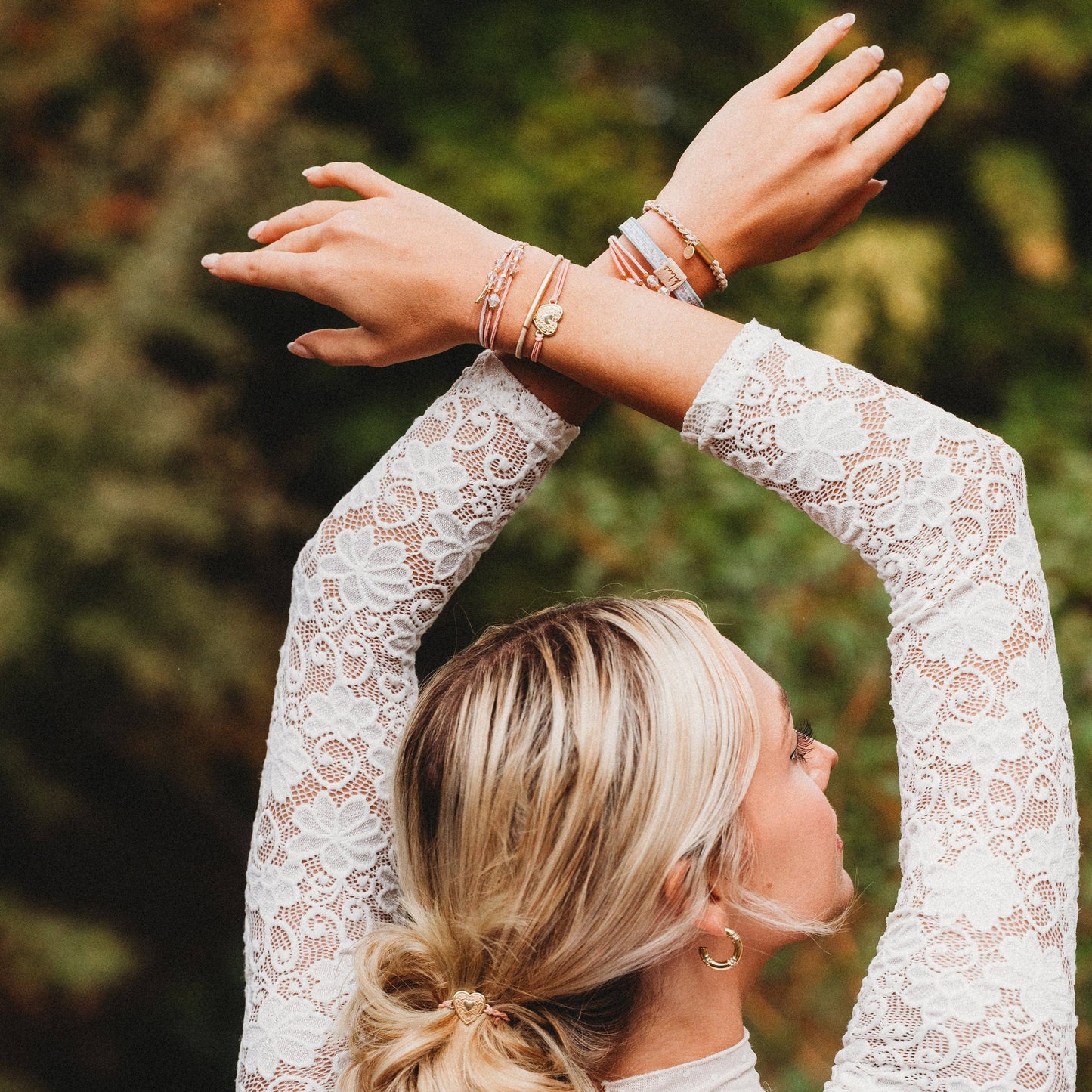 K’Lani Relevé Pink Floral with Ballet Slipper Hair Tie Bracelets