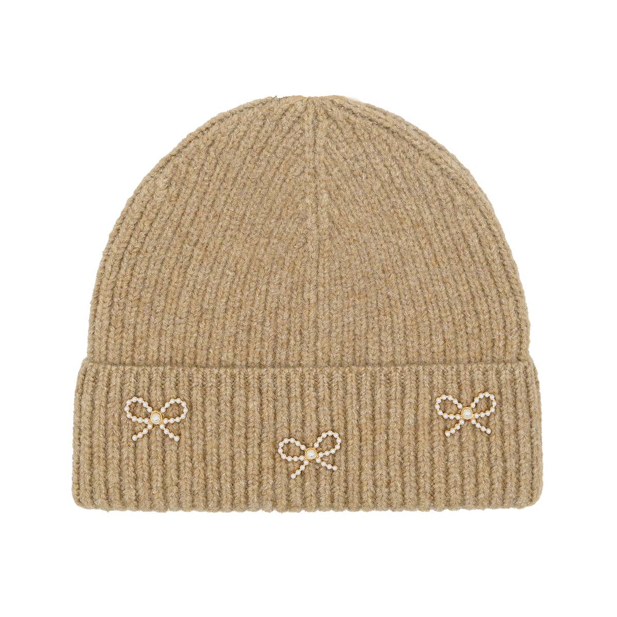 Pearl Bow Embellished Cuff C.C Beanie