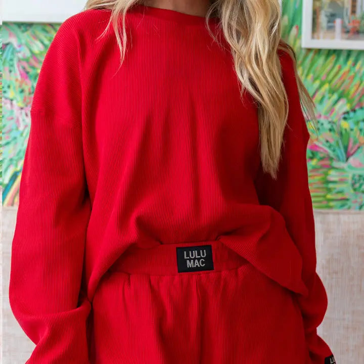 lulu mac Cozy oversized waffle knit lounge top