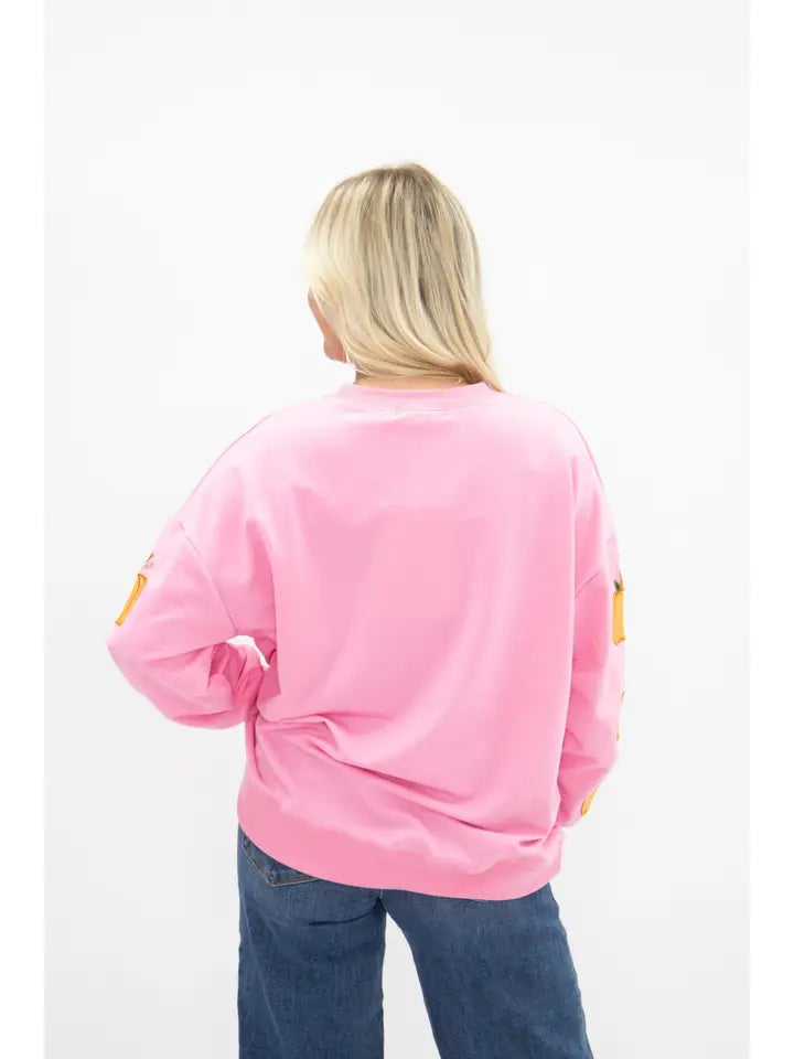Hey Pumpkin Pink Metallic Appliqué Sweatshirt