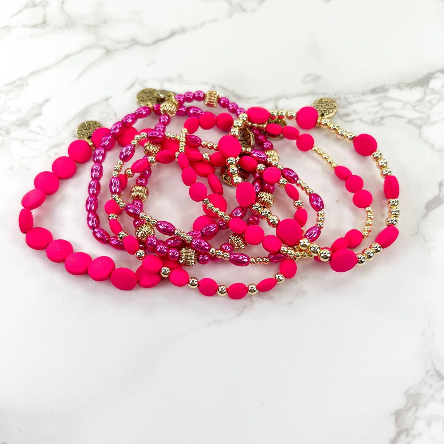 Hot Pink Bead Bracelets