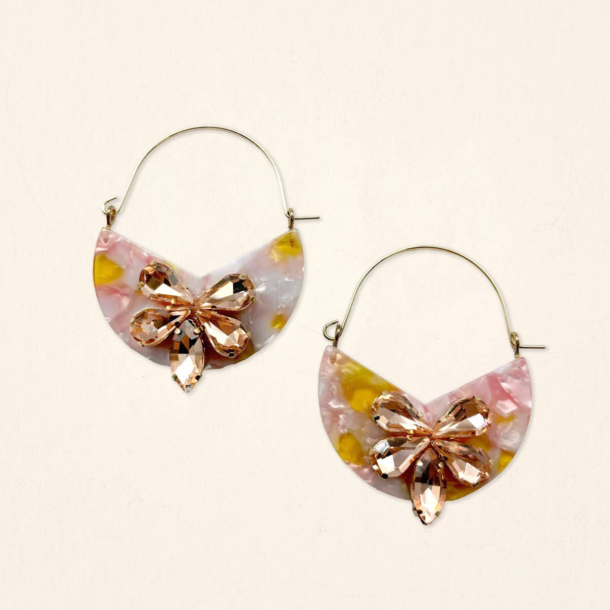The Darling Effect Marble Bloom Hoop Earrings–Sunset Kiss