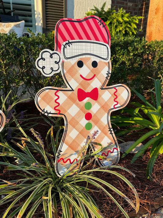 Gingerbread Red Hat Yard Sign
