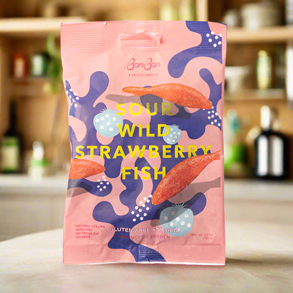 Bonbon Sour Wild Strawberry Fish Swedish Candy