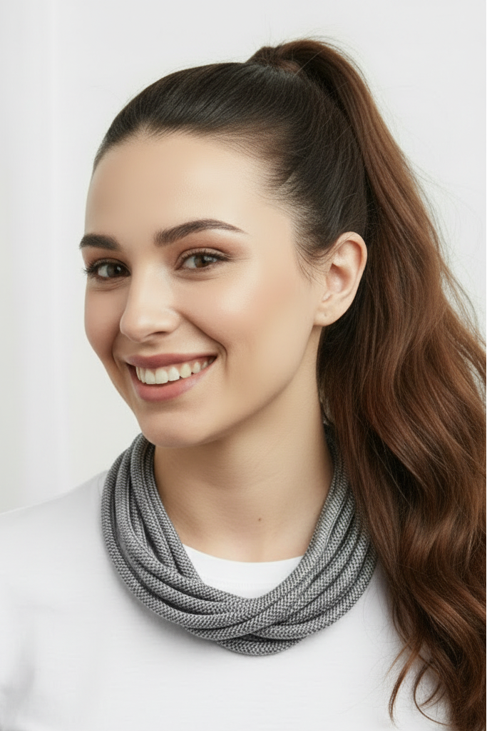 gray cotton slub necklace