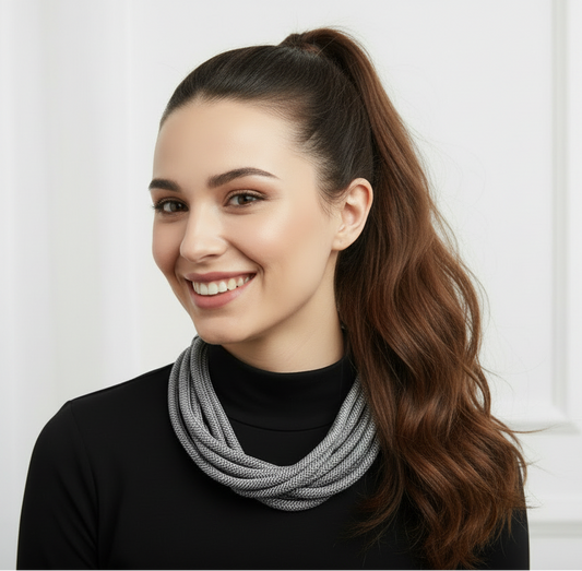 Slub 8-Strand Necklace in Gray Fox