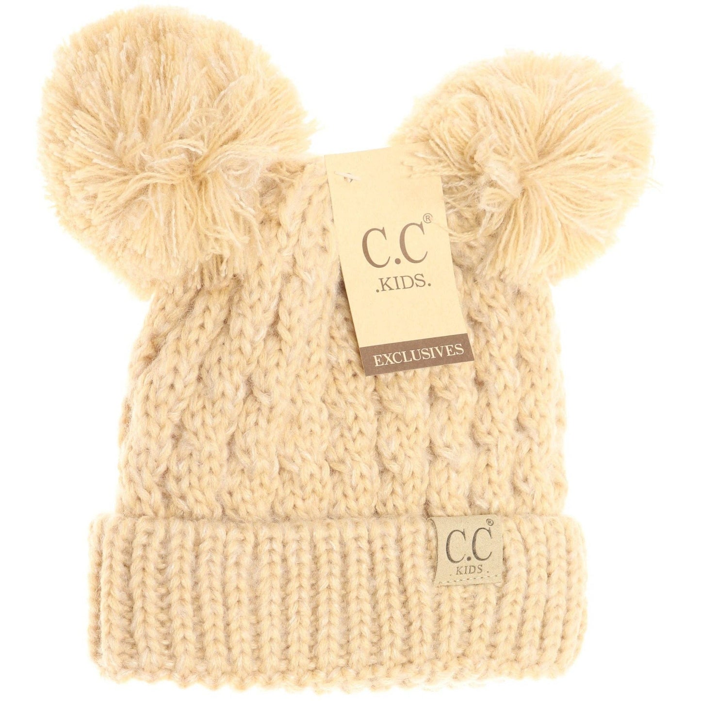 Kids Multi Tone Double Pom CC Beanie