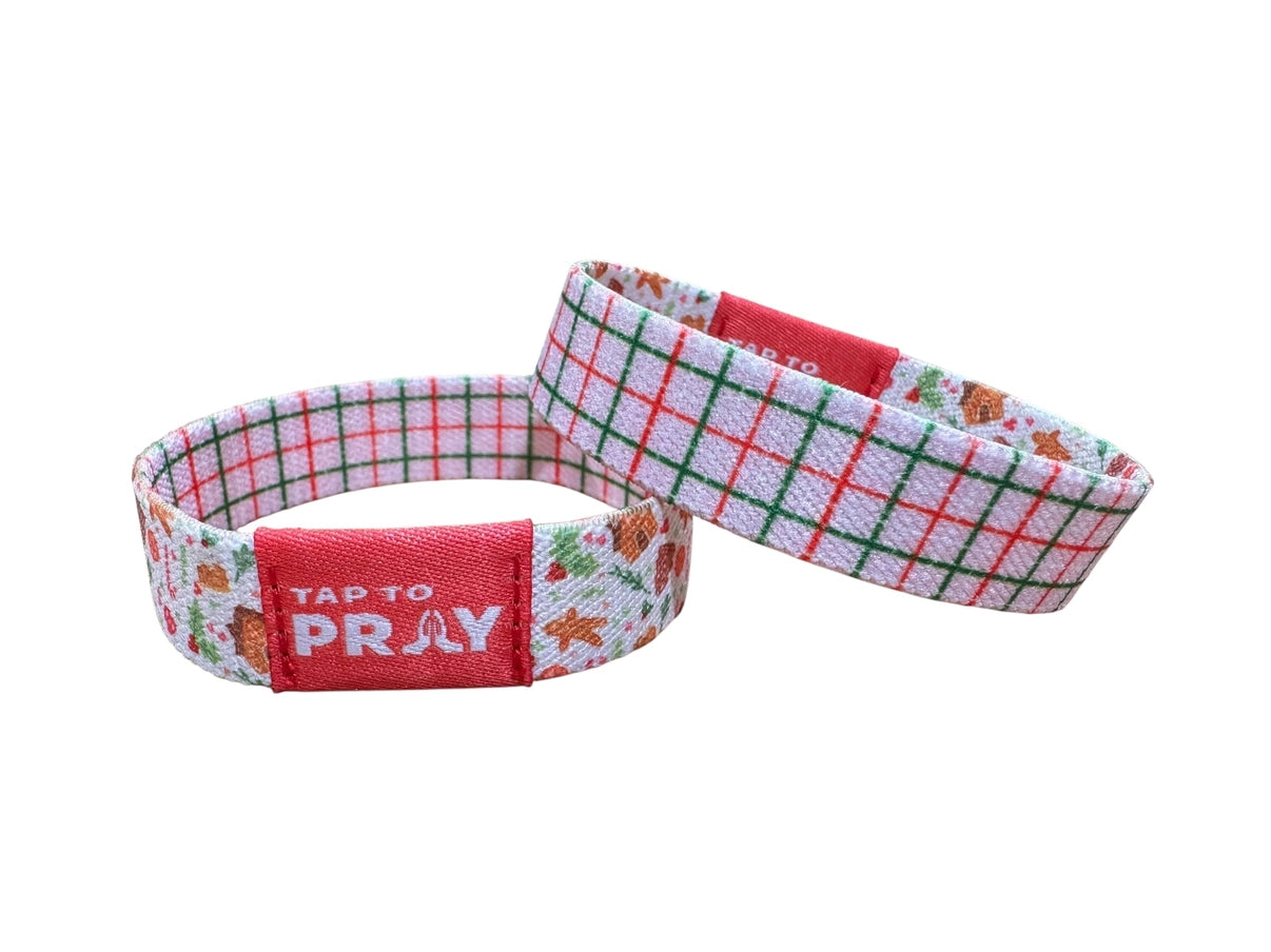 Versible Tap To Pray Peppermint Plaid Wristband