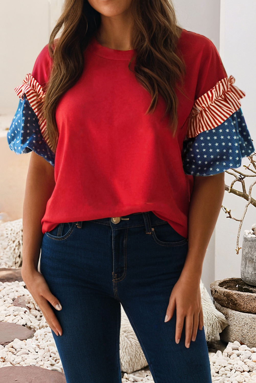 Stars & Stripes Puff Sleeve Top