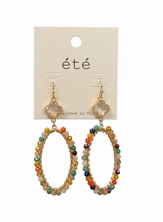 Multicolor Beaded Teardrop Earrings