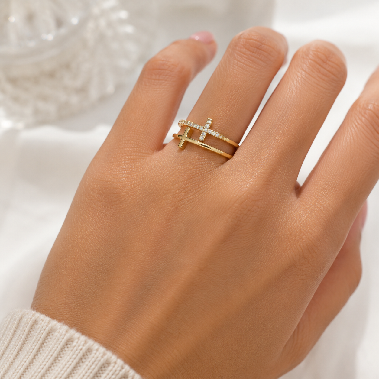 Treasure Jewels Gold Double Cross Ring