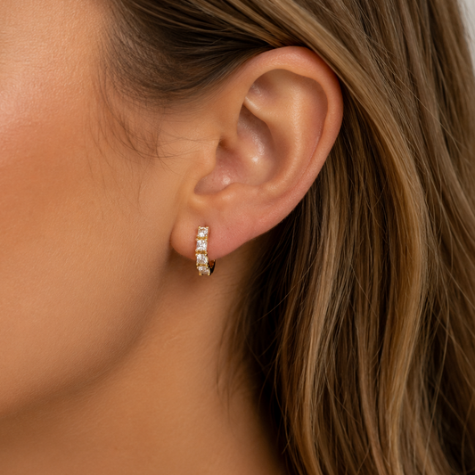 Treasure Jewels Gold Sparkle Huggies – Crystal Hoop Earrings
