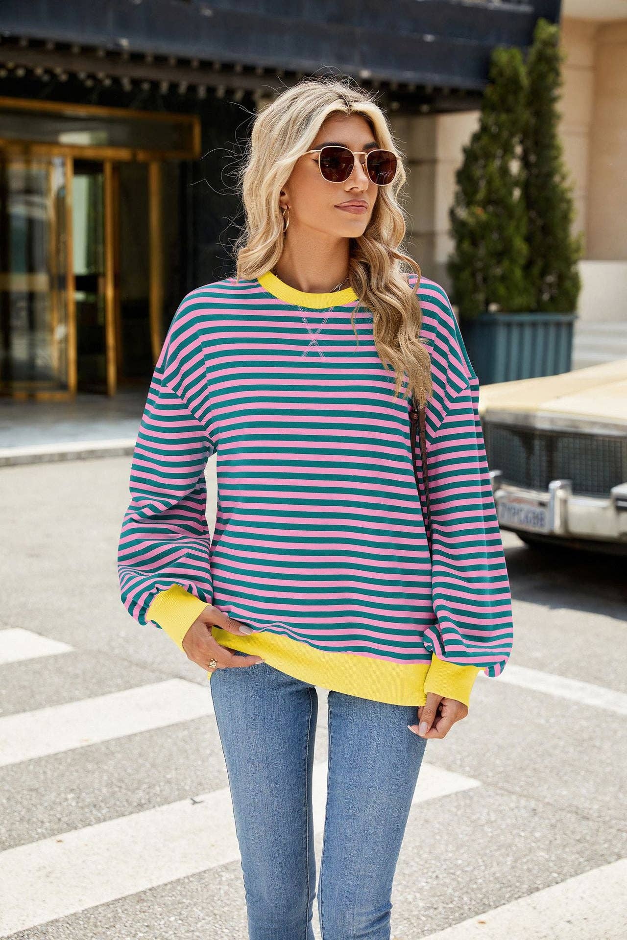 Striped Crew Neck Sweatshirt