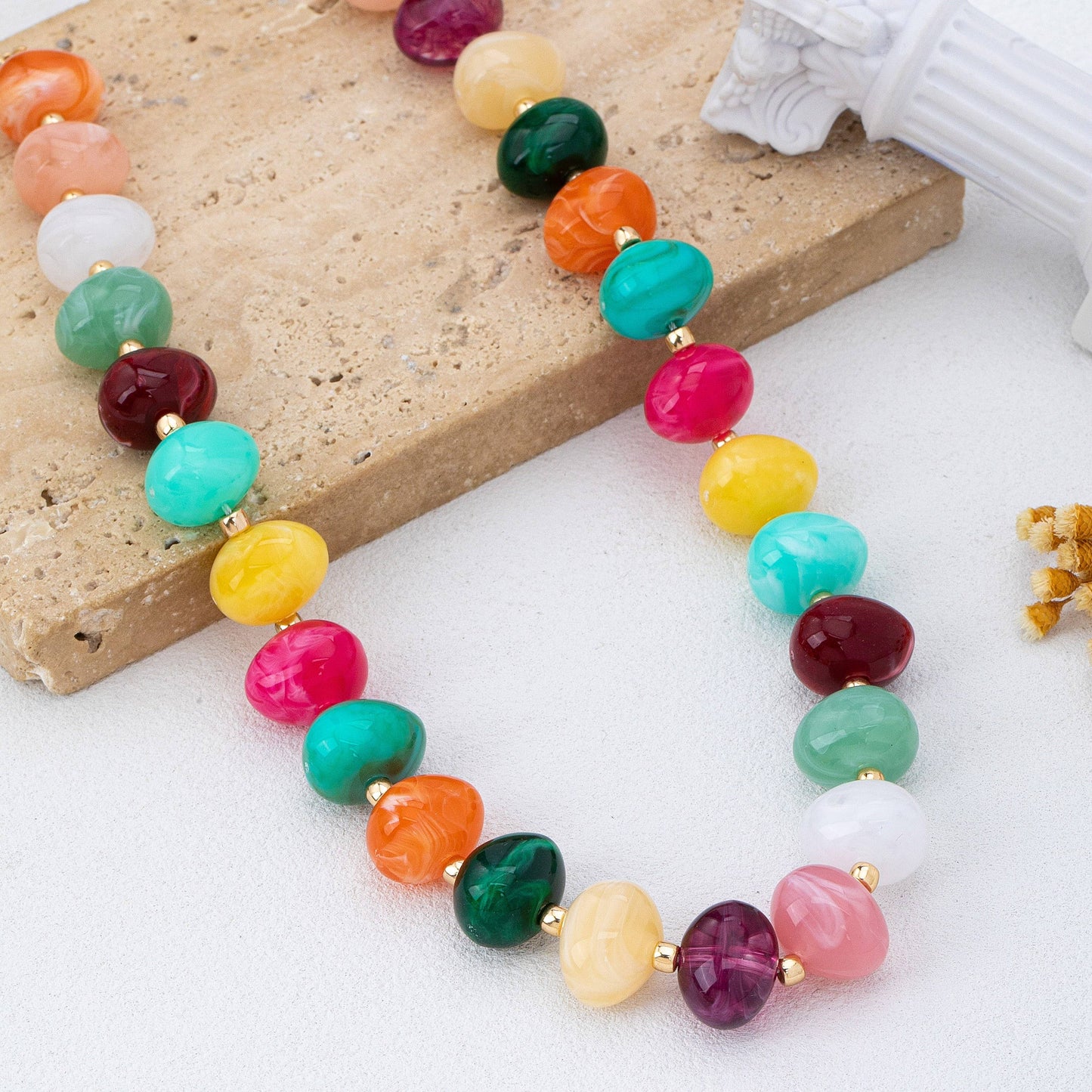 Multicolor chunky beaded necklace for women