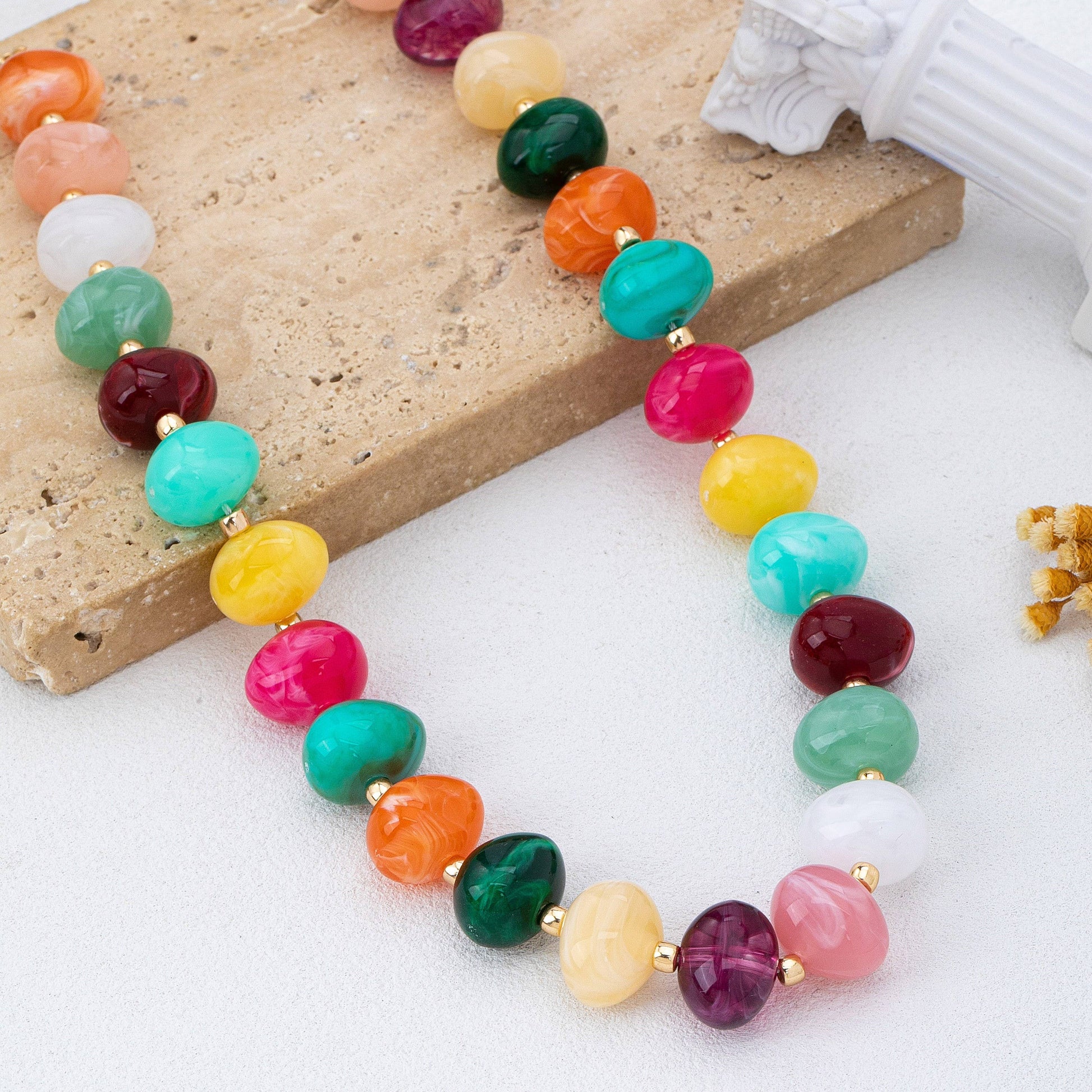 Multicolor chunky beaded necklace for women
