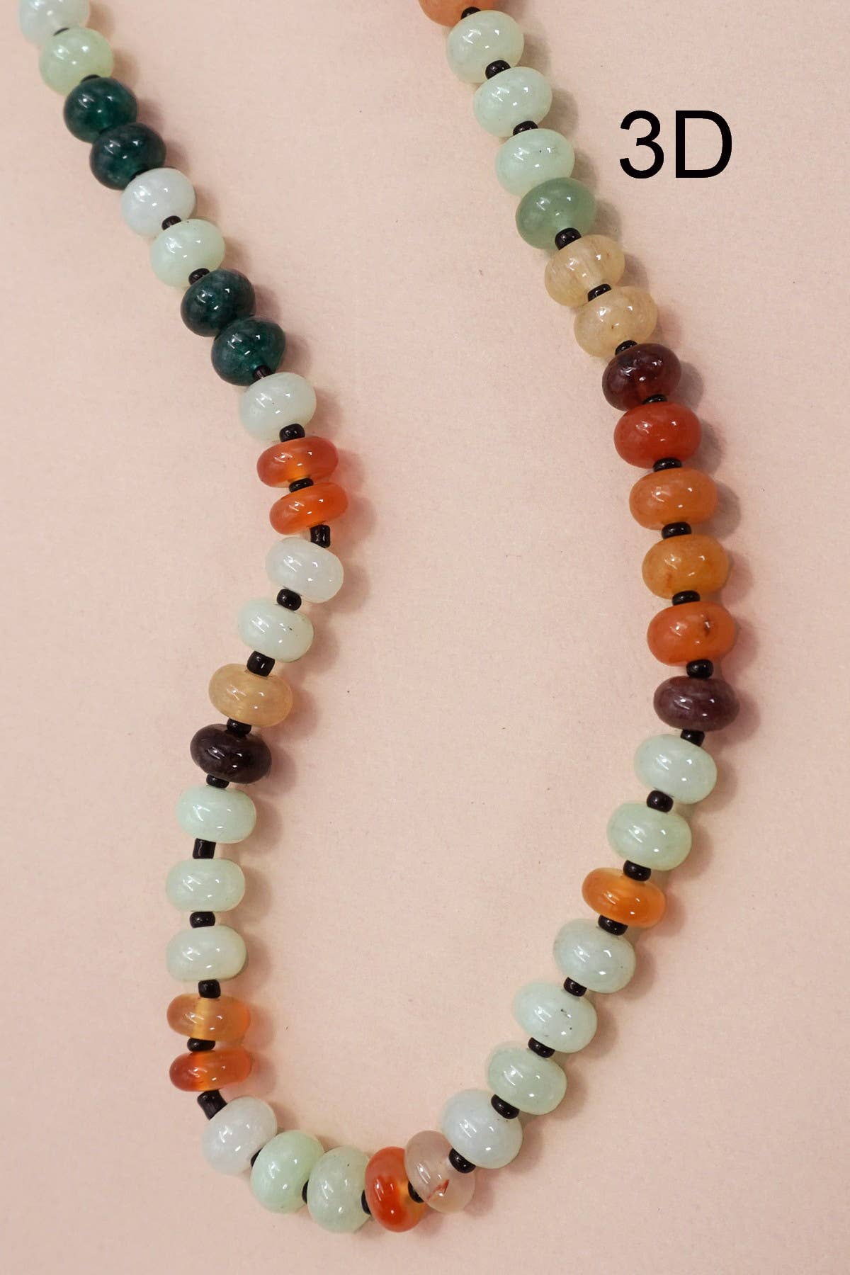 Natural Agate Glass Semi Precious Bead Necklace