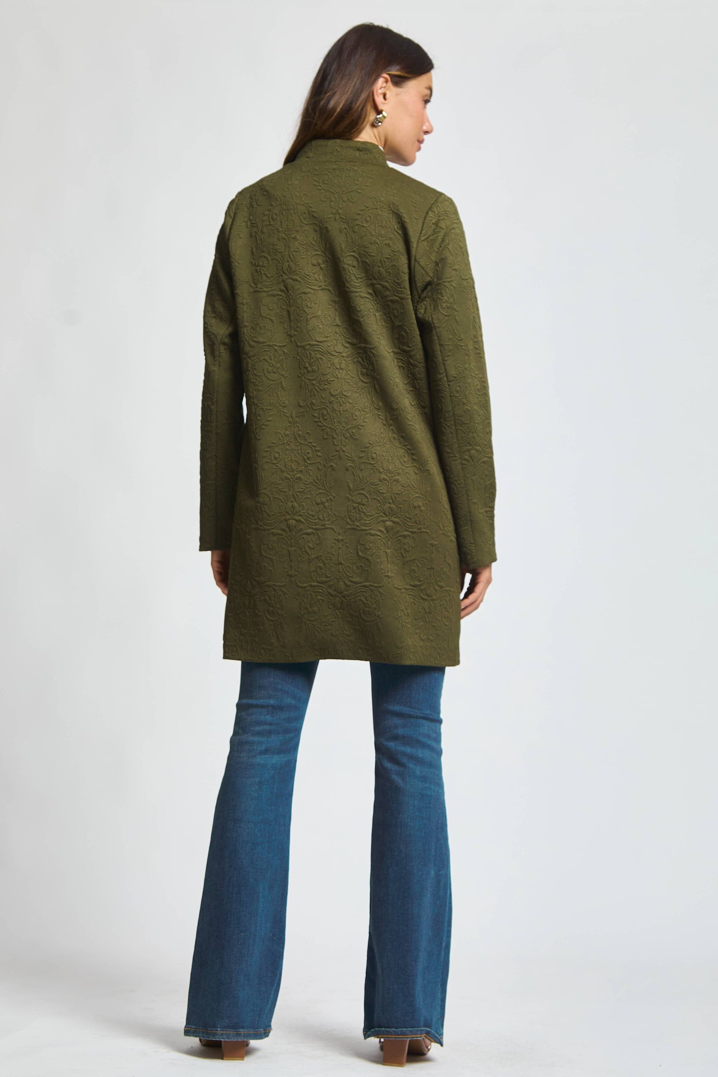 Dear Scarlett Elegant Jacquard Midi Coat
