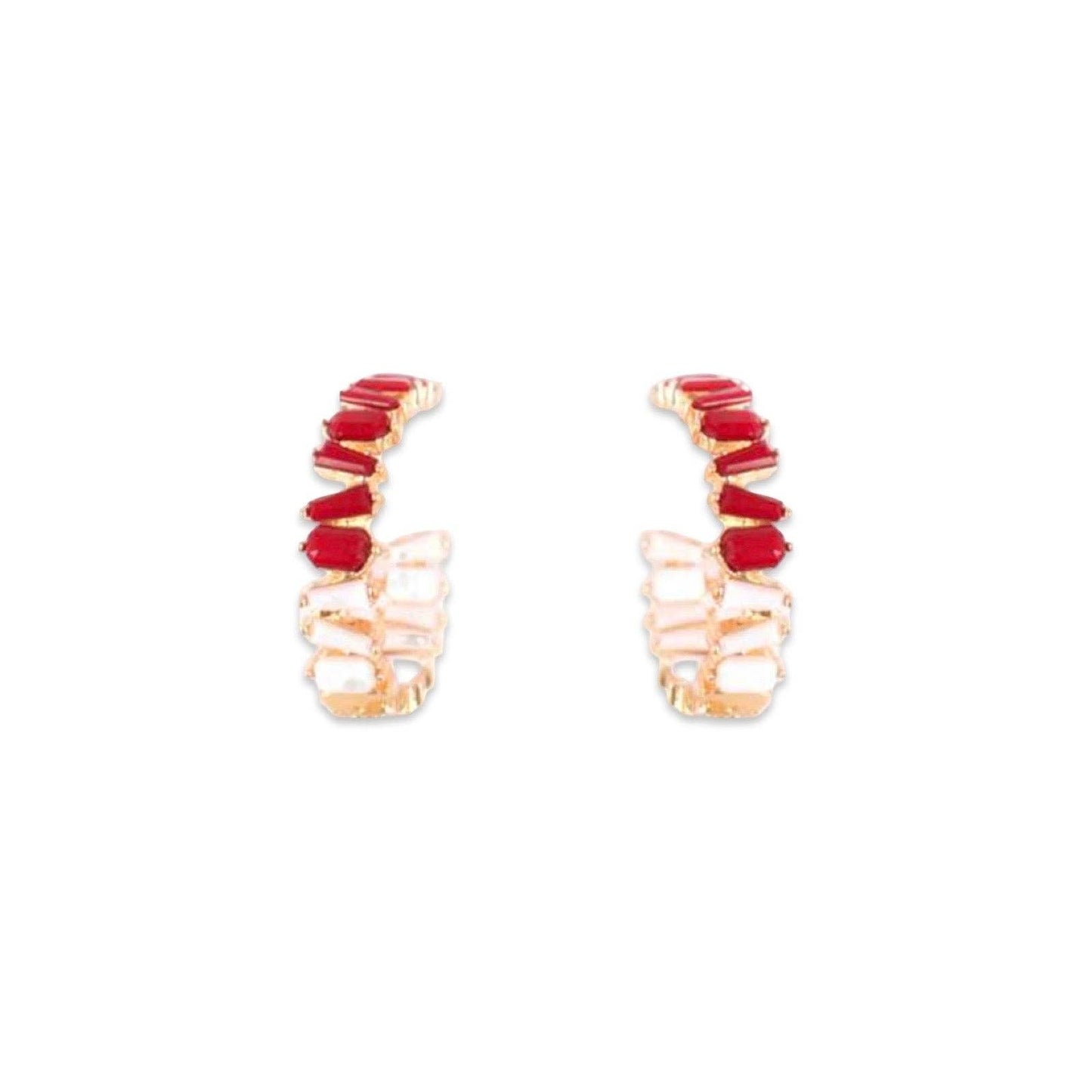 Red + White Game Day Gem Hoops