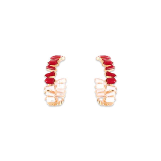 Red + White Game Day Gem Hoops