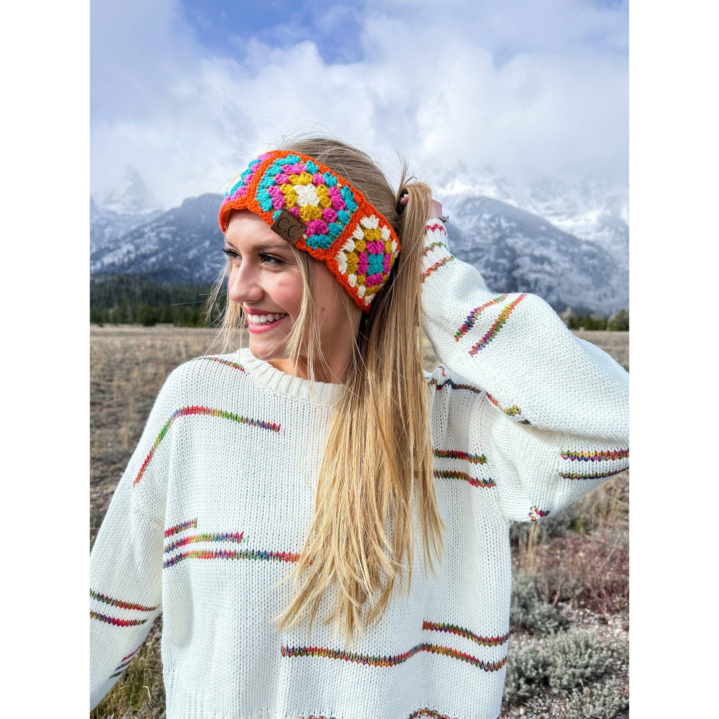 Fuzzy Lined Multi-Color Crochet Headband