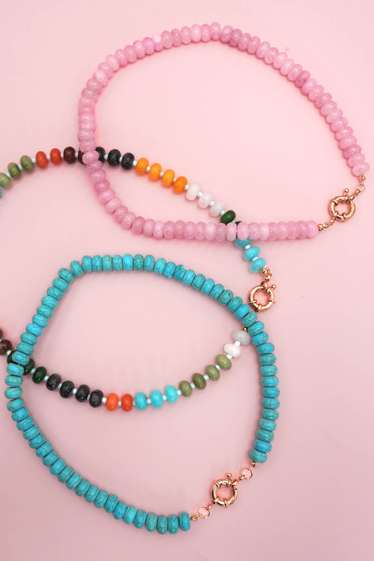 Natural Stone Charm Beaded Necklace