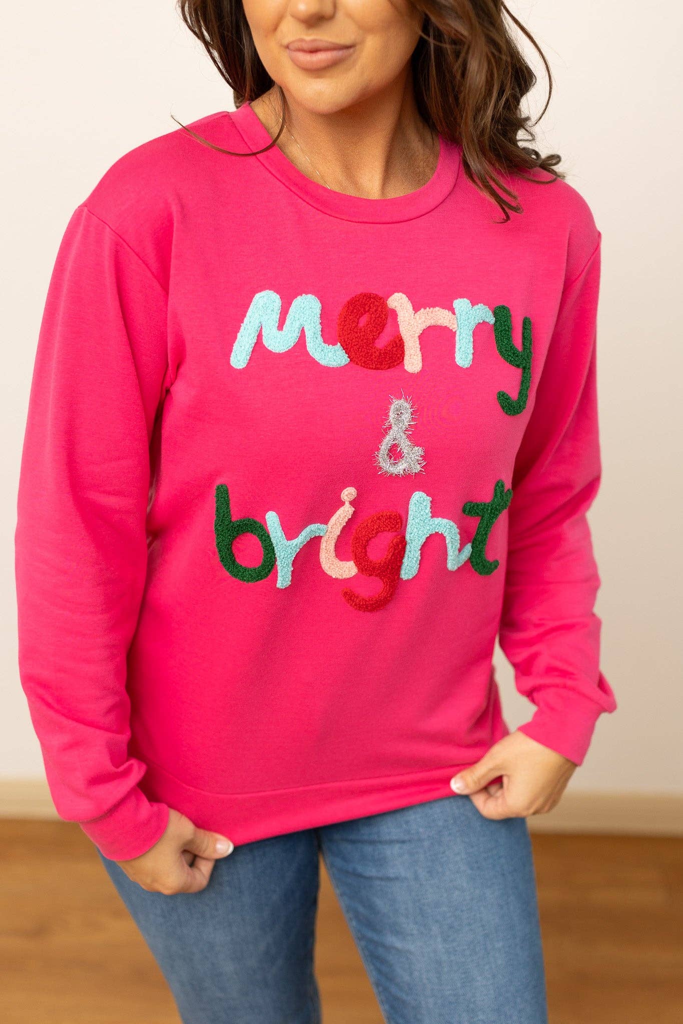 Merry & Bright Hot Pink Sweater