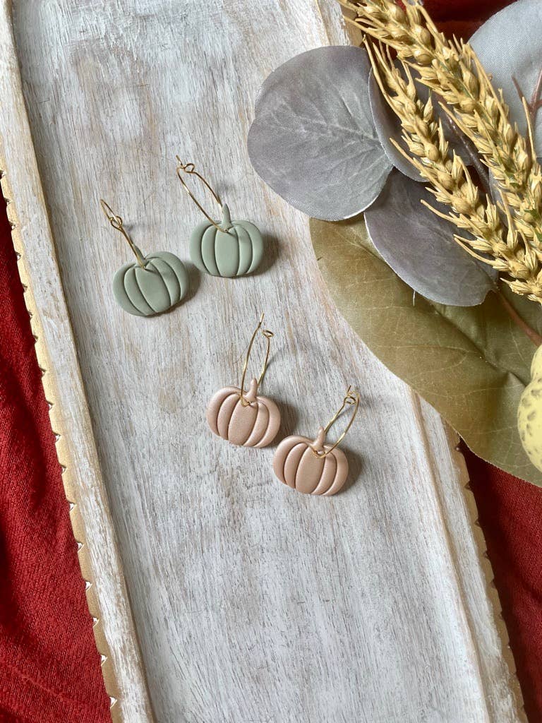 Pumpkin Clay Hoop Earrings