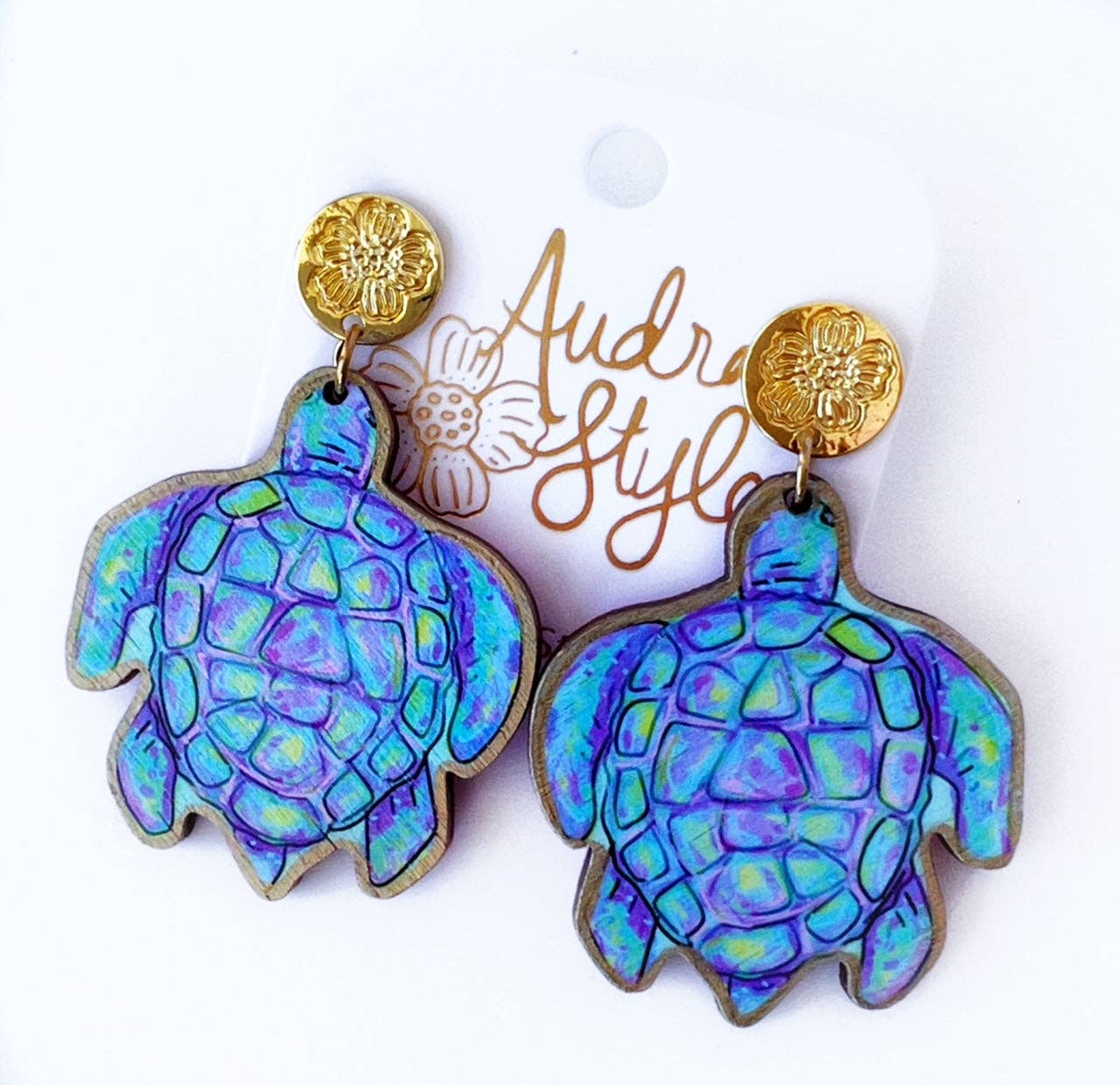 Blue Sea Turtle Earrings