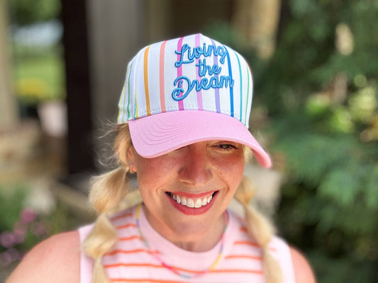 Embroidered "Living the Dream" Colorful Baseball Cap