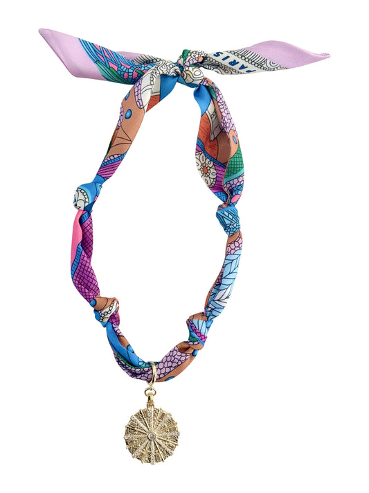 Gemelli custom scarf necklace with Large Coin